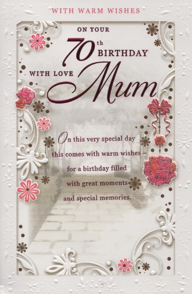 70th Birthday Card for Nan: Pink Floral Poem From Grandchildren