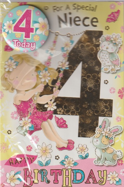 For A Special Niece 4 Happy Birthday (Badge Card) For A Special Niece 4 Happy Birthday (Badge Card)