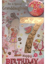 For A Special Granddaughter 7 Happy Birthday (Badge Card)
